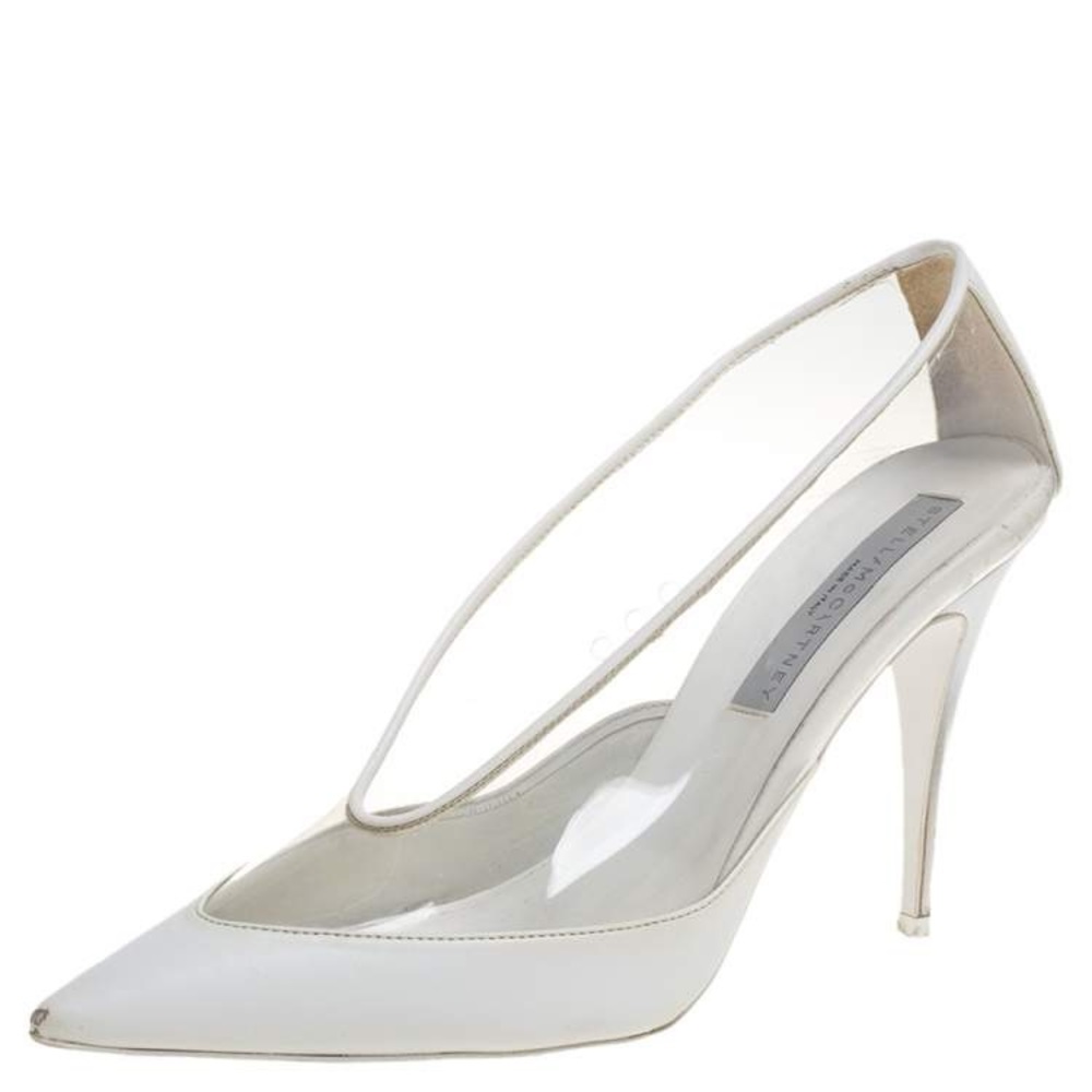 vintage stella mccartney pvc clear and white leather pumps - US10